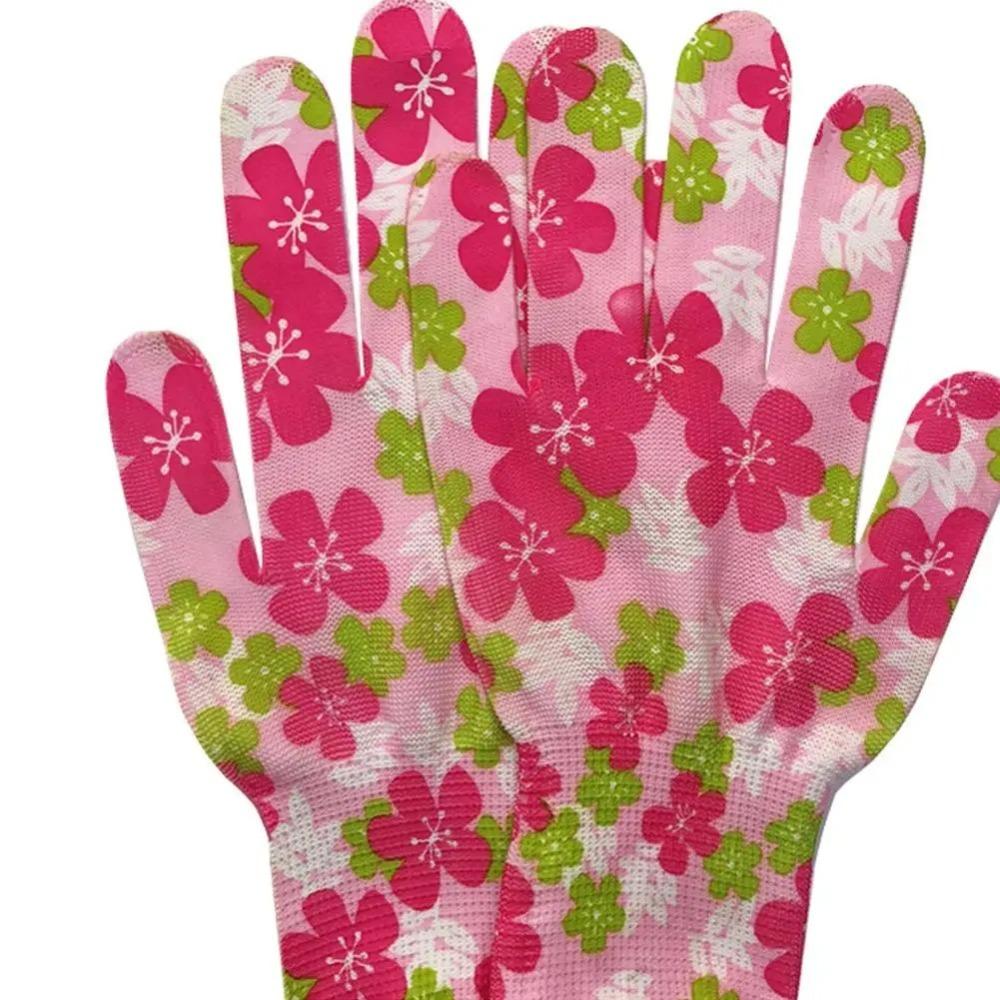 12 Pairs Thin Non-glue Summer Nylon Flower Gloves Protection Tea Picking Breathable Gloves