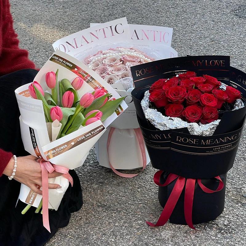 10 шт. Цветочная упаковочная бумага с золотым принтом, водонепроницаемая упаковочная бумага для букетов, подарочный упаковочный материал для флористических букетов, свадебное украшение