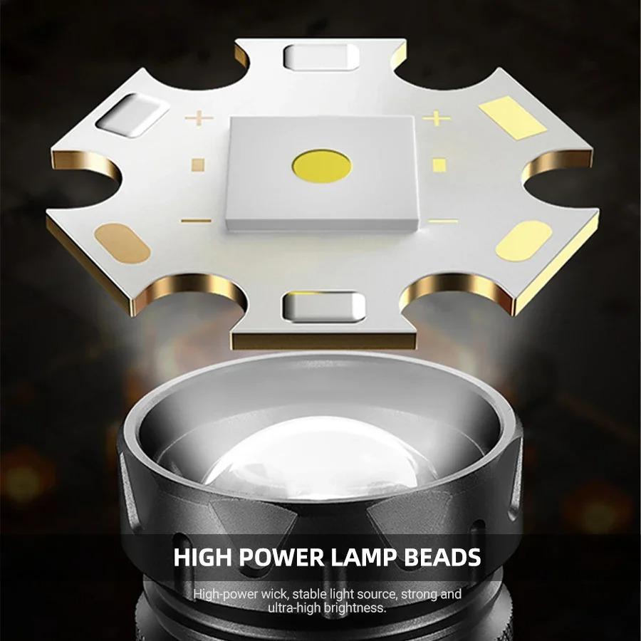 Most Powerful LED Flashlight White Laser Tactical Flash Light USB Rechargeable Zoom Torch Long Range Lamp Camping Lantern