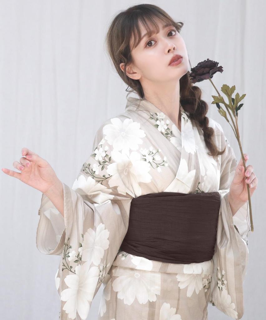 Комплект сменной одежды юката heiko F One Size Fits [KYOETSU], плетение, неотбеленное, 6 предметов (юката, оби, нижнее белье, гэта, пояс) Женский (14.Сумерки