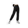 Li-Ning Color Block Drawstring Mid Waist Cuffed Knit Sports Pants Women Bottoms Black AYKU366-2
