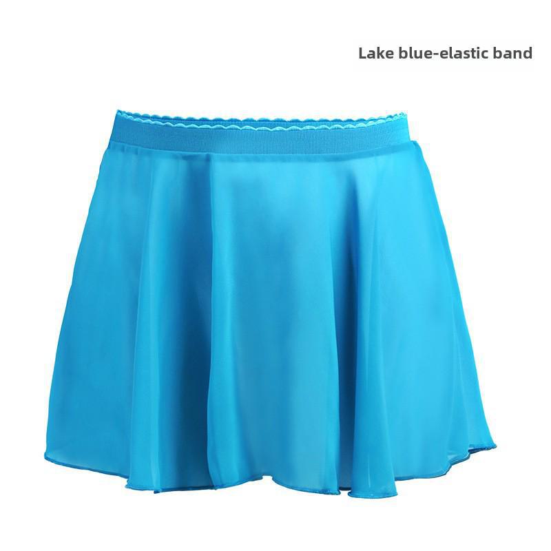 Детская балетная юбка из шифона - полудлинная, цельная, с фартуком на шнуровке