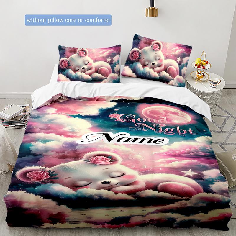 Goodnight Customize Your Name Duvet Cover Softbedding Set For Bedroom Guest Room And Dorm Decoration Threepiece Set Includes 1 Duvet Cover 2