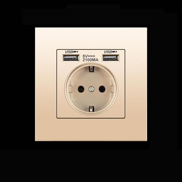 EU Standard Electrical Wall Charger Adapter Charging Wall Germany Plug Socket Power Outlets,16A,PC Panel,Bedroom Socket