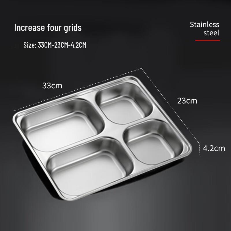 304 Stainless Steel Deep 4-Compartment Lunch Tray