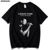 Красная футболка Han Lincoln Park с коротким рукавом Мужская Женская Linkin Park Европейская и Американская Музыка Рок-группа Модная Чистый хлопок Свободный Топ