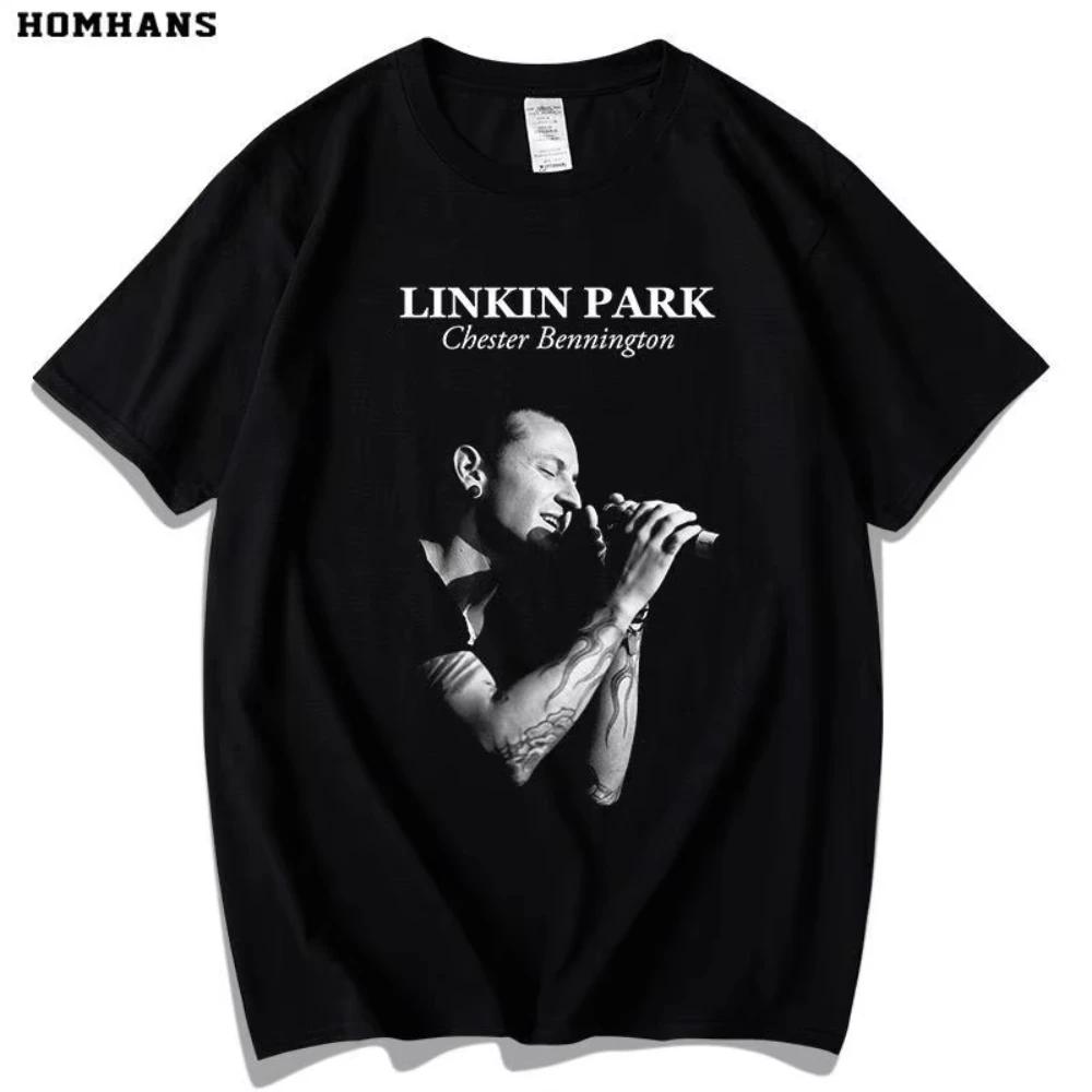 Красная футболка Han Lincoln Park с коротким рукавом Мужская Женская Linkin Park Европейская и Американская Музыка Рок-группа Модная Чистый хлопок Свободный Топ