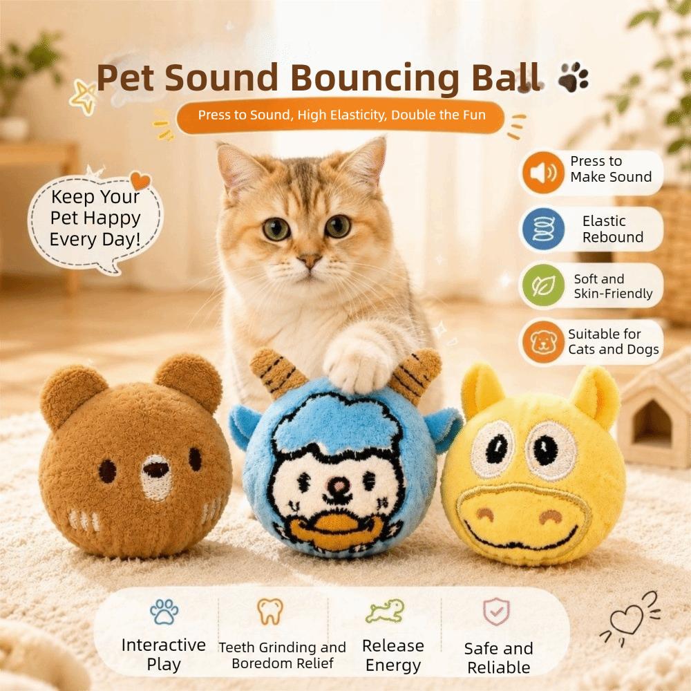 Bite Resistant Plush Dog Toy Ball Soft Squeaky Dog Toy Cute Dog Training Toy Ball Fetch Play