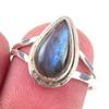 Кольцо из чистого серебра 925 пробы с натуральным лабрадоритом, размер 7, W1y91