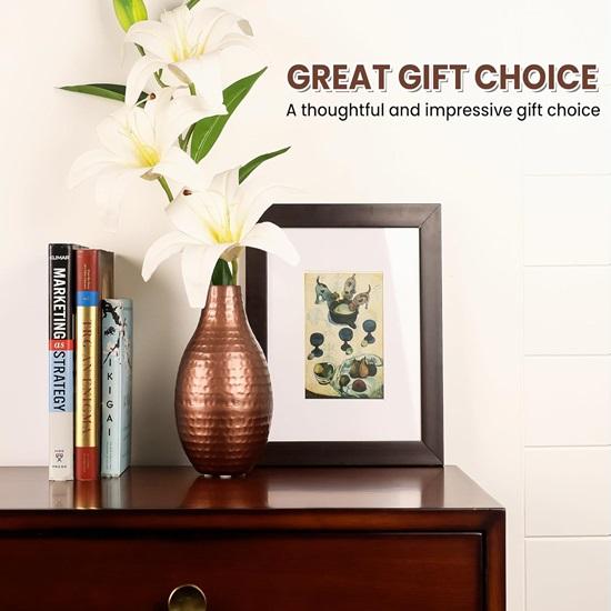 20.32cm Metal Flower Vase For Living Room Decor Pots Polished Pure Steel Table Vase