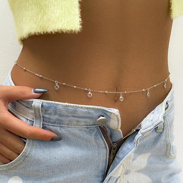 Sexy Double Layer Colorful Stone Chain for Women Crystal Butterfly Waist Bead Belly Chain Belly Belt Summer Beach Body Zircon