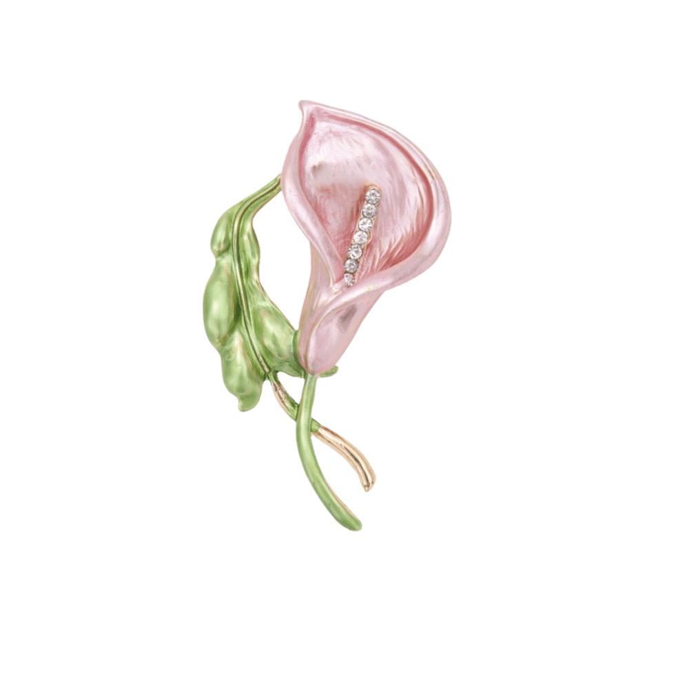 Metal Enamel Calla Flower Brooch Adjustable Vintage Brooch Luxury Geometric Brooch Women
