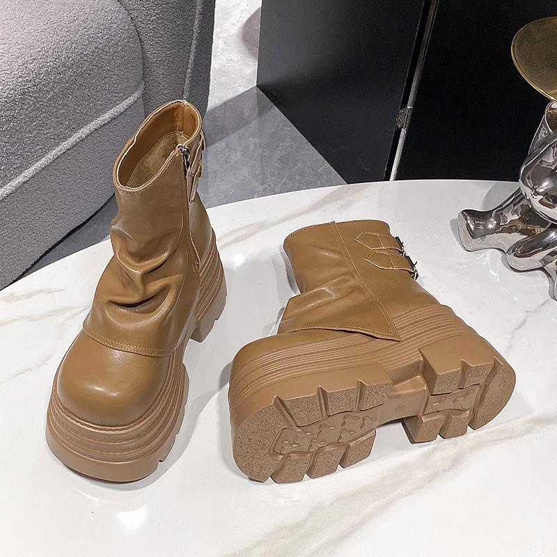 Брюки, увеличивающие рост, короткие сапоги на толстой подошве, ботинки Martin, женские кафтанчики, вельвет в стиле вестерн, маленький мужчина, новая зимняя мода и комфорт