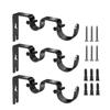 3Pcs Black Curtain Rod Bracket Iron Curtain Rod Hook Heavy Duty Curtain Rod Holder  For Bedroom