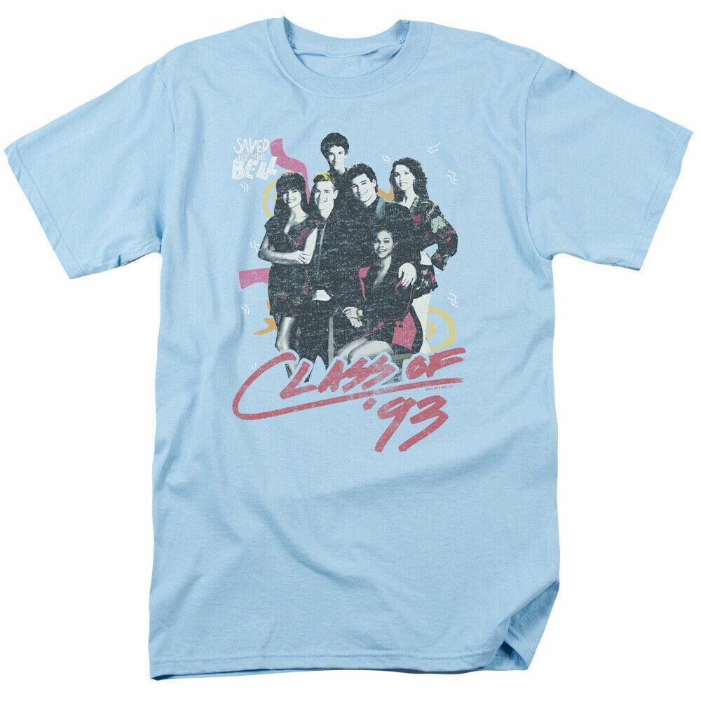 Saved By The Bell Class of 93 T Shirt Mens Licensed Classic TV Tee Light Blue