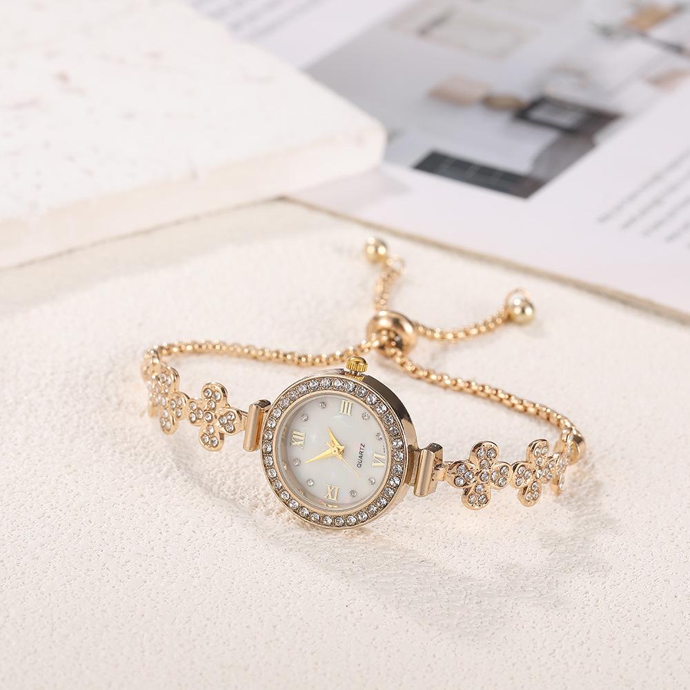 Women's Adjustable Floral Diamond-Set Wrap-Around Watch