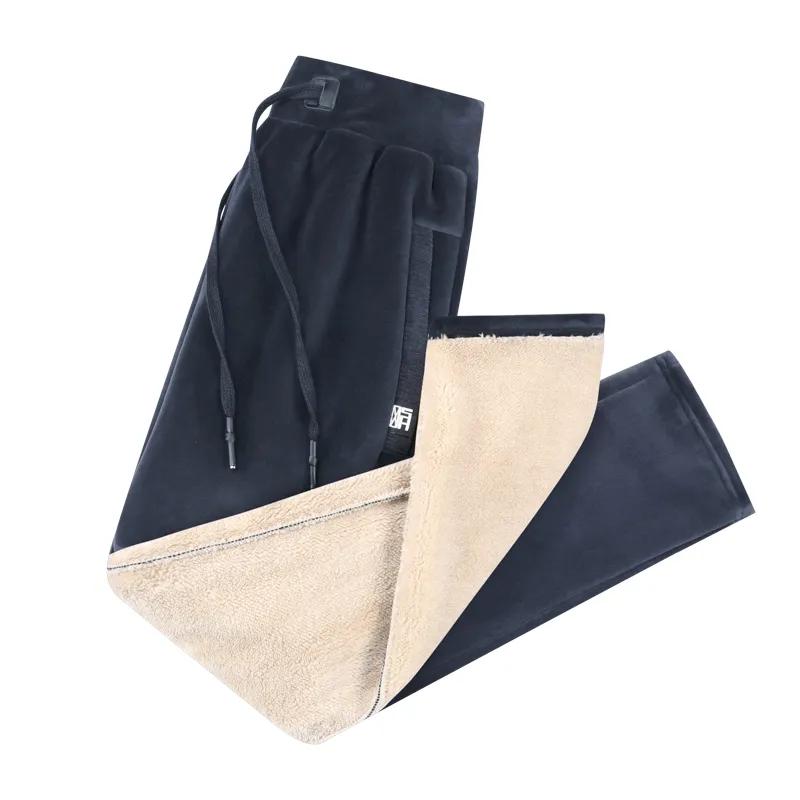 Men's Winter Plus Size Cashmere Pants Warm Male Casual Lined Fleece Trousers