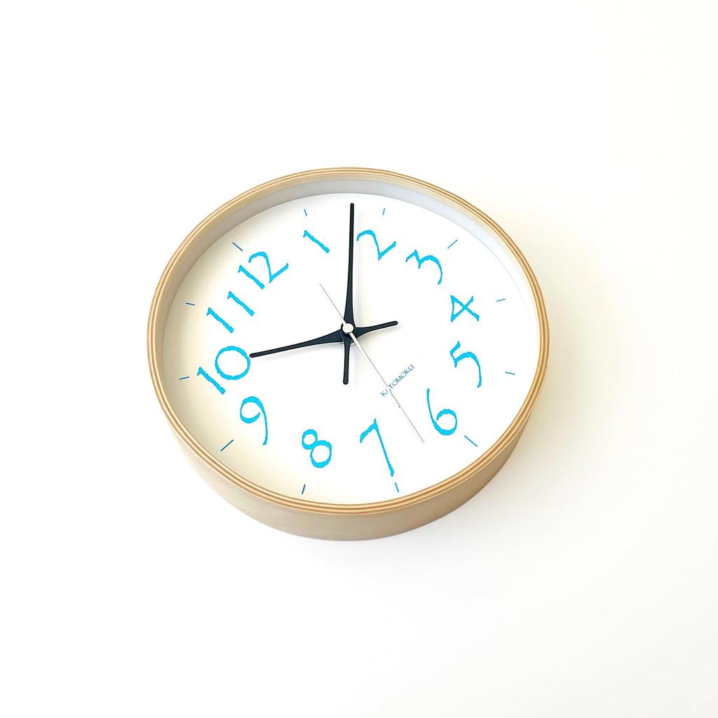 KATOMOKU Plywood Wall Clock 20 Light Blue Wall Clock Continuous Second Hand Radio km-119LBRCS 252mm (SKP Clock)