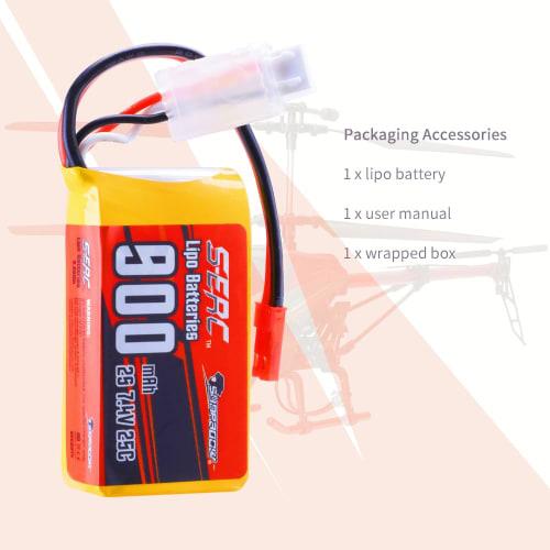 Аккумуляторный блок LiPo SUNPADOW 2S 7.4V, 900 мАч 25C с разъемом JST, подходит для FPV и дронов, 2 штуки