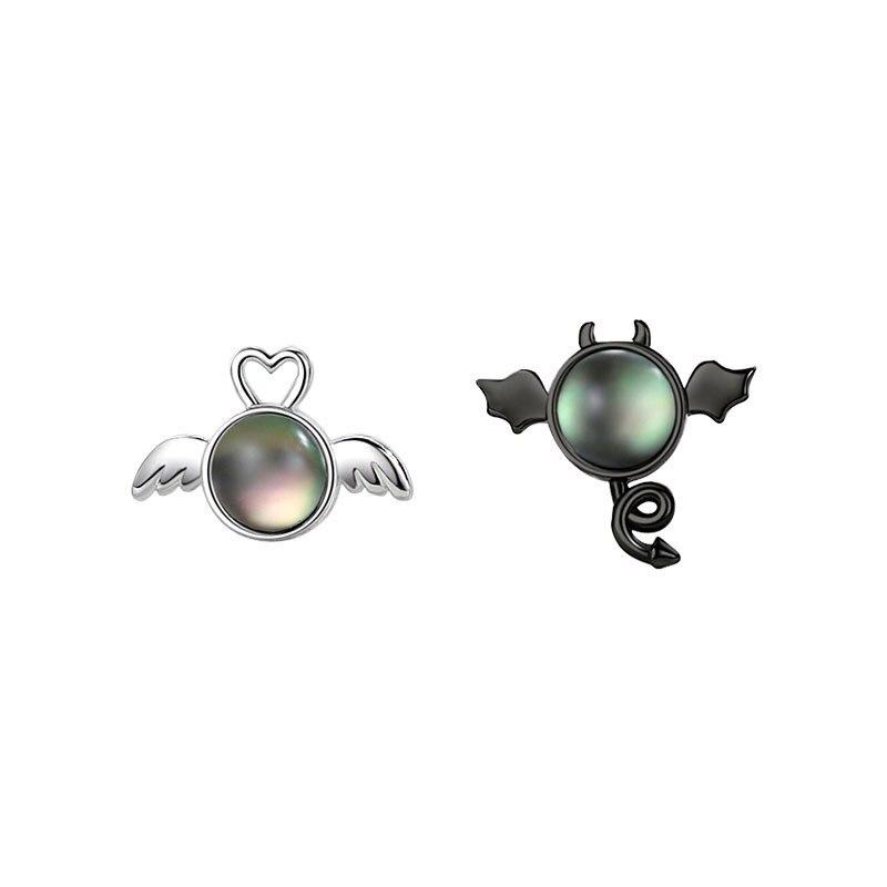 Серьги-гвоздики с дизайном Ангелы Демоны Sterling Color Высококлассные Серьги Свадебные Большие Для Женщин Новое Поступление Тонкие Ювелирные Изделия Роскошные Гвоздики