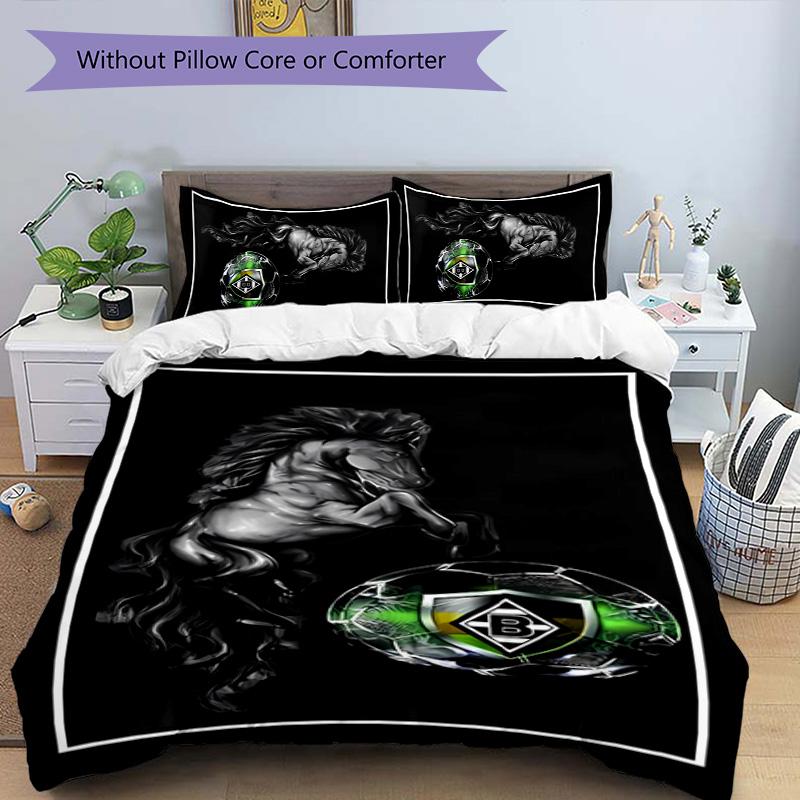 3pcs Borussia Monchengladbach logo pattern bedding set duvet cover set includes duvet cover &pillowcases,perfect all season bedroom decoration&gift