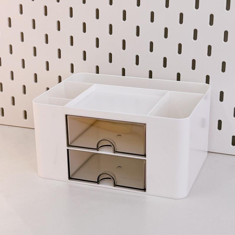 Kawaii Destop Organizer with Sticker Multi-function Lagre Capacity Drawer Stationery Holder Jewelry Hairclip Storage Student