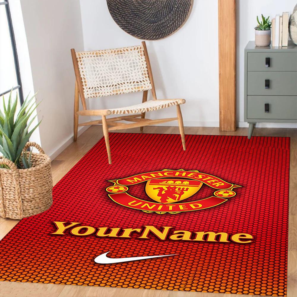 Manchester Customized Name Floor Rug Office Rug Perfect for Decorate room Outdoor Kitchen Game Room Anti-slip Rug Anime Office Decor