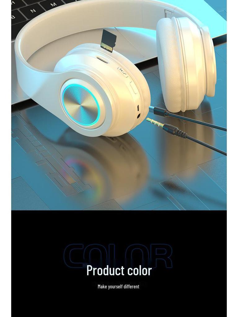 B39 Luminous Bluetooth Headphones - Head-mounted, Heavy Bass, Wireless Sports Gaming Headset.