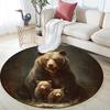 Brown Bear Round Area Rug,Carpet Rug for Living Room Bedroom Sofa Playroom Decor,Non-slip Floor Mat