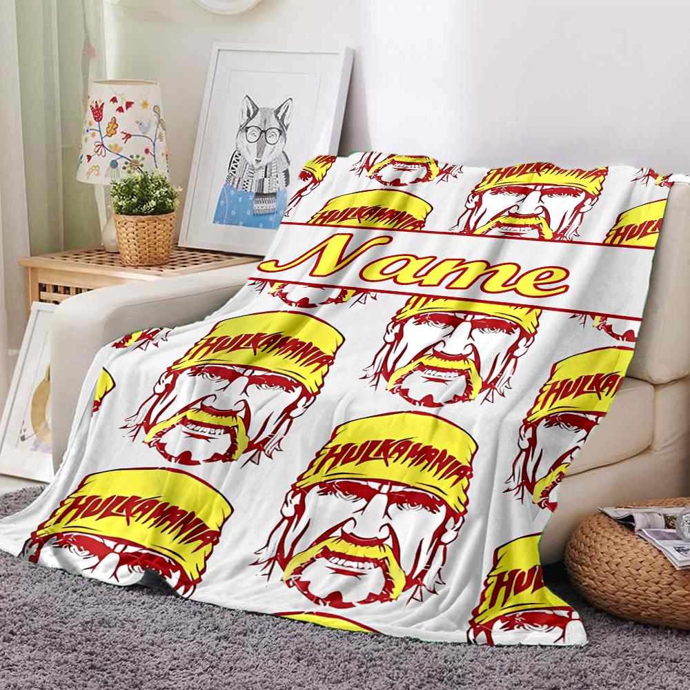 Customiz Name Personality Hulk Hogan Blanket Soft &Warm Sofa Office Bed Travel Lunch Break Blanket, Gift Suitable All Seasons
