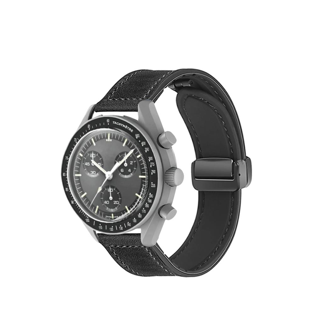 Кожаный ремешок 20 мм для совместных часов Omega X Swatch MoonSwatch Planet Metal с магнитной застежкой для часов Swatch, силиконовый ремешок, аксессуары