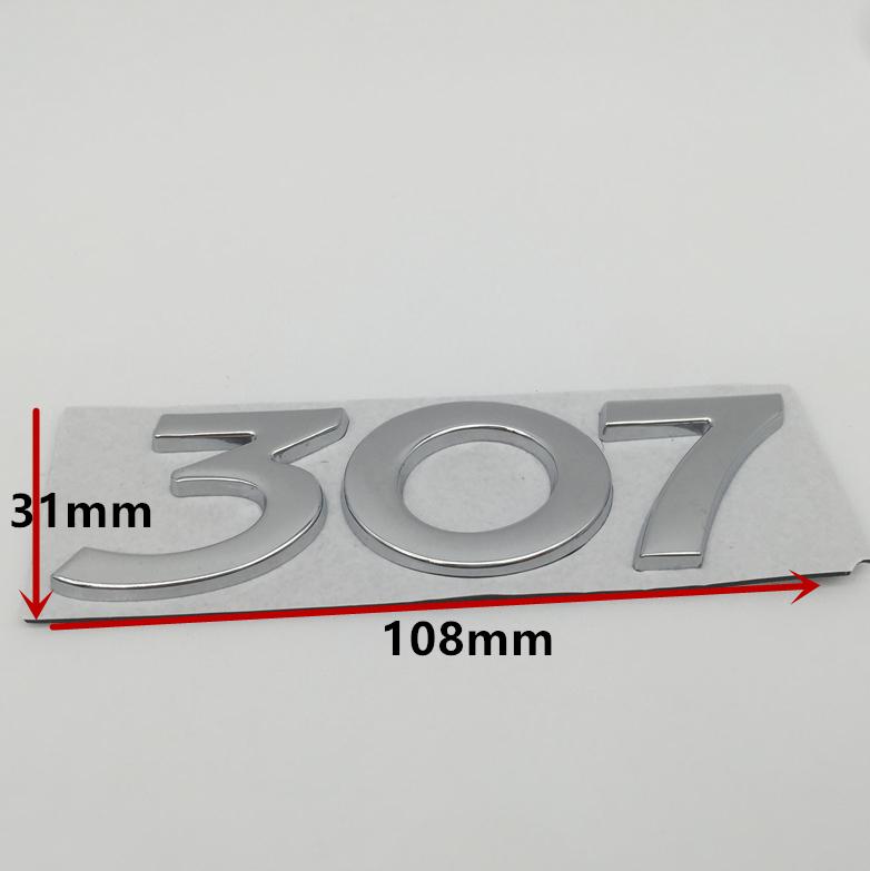 1pcs 3D metal GT 206 207 301 307 308 408 508 car Letter Emblem Rear tail trunk Decals badge sticker Decal styling Accessories