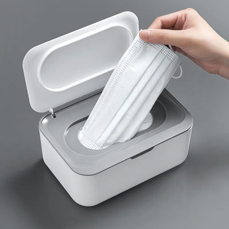 Portable Tissue Storage Box with Lid Dustproof Cover  for Wet Wipes Dispenser Home Office Mask Storage Box Sealed Organizer