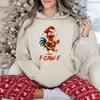 F-Caw-F Christmas Chicken Funny Santa Rooster Ugly Christmas Sweater Alternative Holiday Bird Casual Fashion Comfortable Hoodie