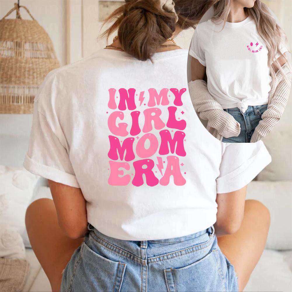 Футболка In My Girl Mom Era Футболка для мамы девочки Футболка для клуба мамы девочки Футболки для будущей мамы Подарок на День матери Топ Унисекс с короткими рукавами