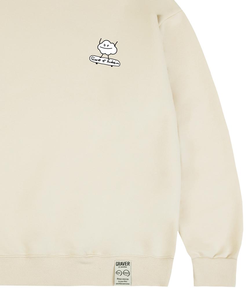 GRAVER [Unisex] Cloud Board Smile Sweatshirt_Cream