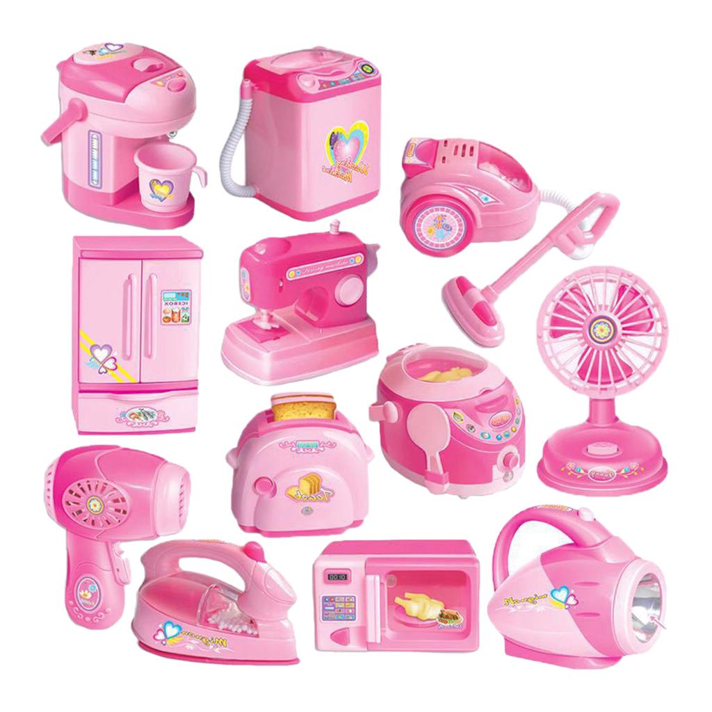 12 Pieces Mini Flash Kitchen Home Appliances Set Toys for Kids Pretend Play