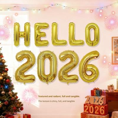 2026 С Новым годом Металлические фольгированные шары Праздничный декор для вечеринок Торжество Украшение дома