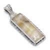 Natural Golden Rutile Gemstone 925 Solid Sterling Silver Gift Pendant 1.75" E6G44