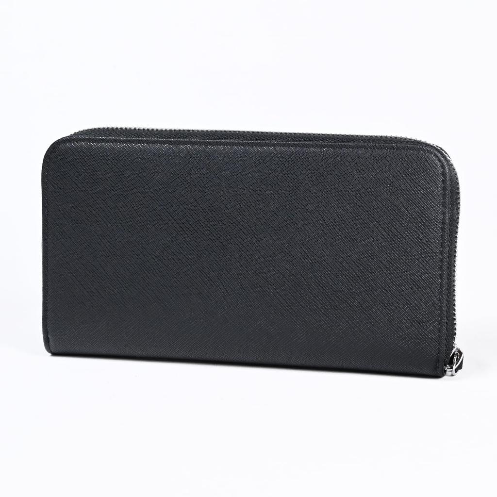 Emporio Armani Long Wallet Round Zipper Graphic Design Eagle Black Blue YEME49 Y731E 80001 Wallet Leather Men's [Item]