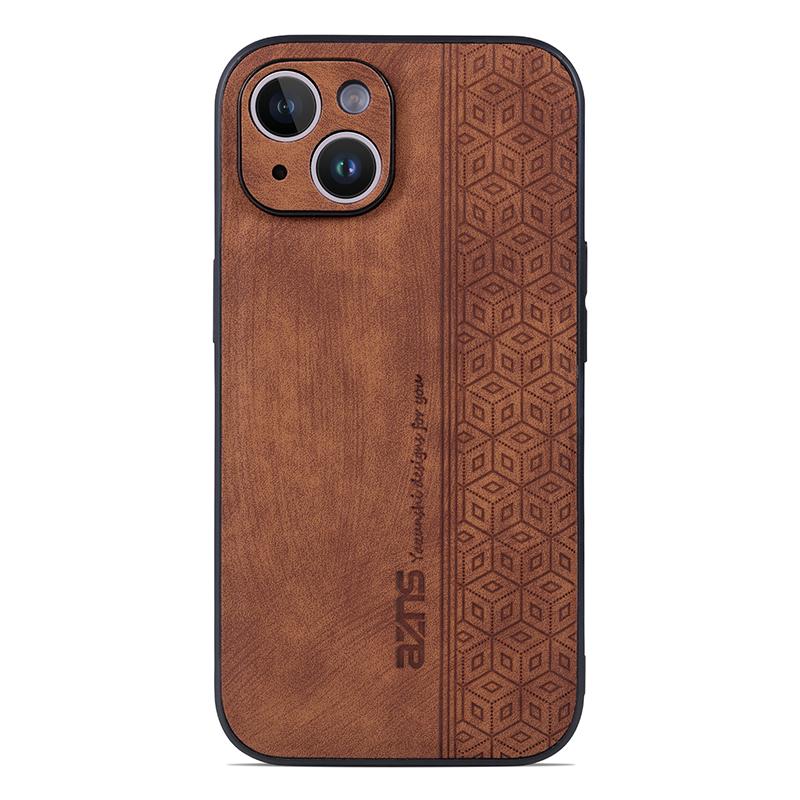 AZNS For iPhone 15 Imprinted Pattern Phone Case PU Leather Coated TPU Phone Back Cover