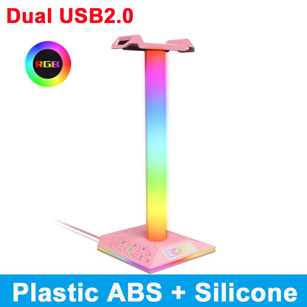 RGB Gaming Headphone Stand Glow Earphone Rack Dual USB Ports Desktop Display Bracket Headset Hanger For PUBG Computer Gamer