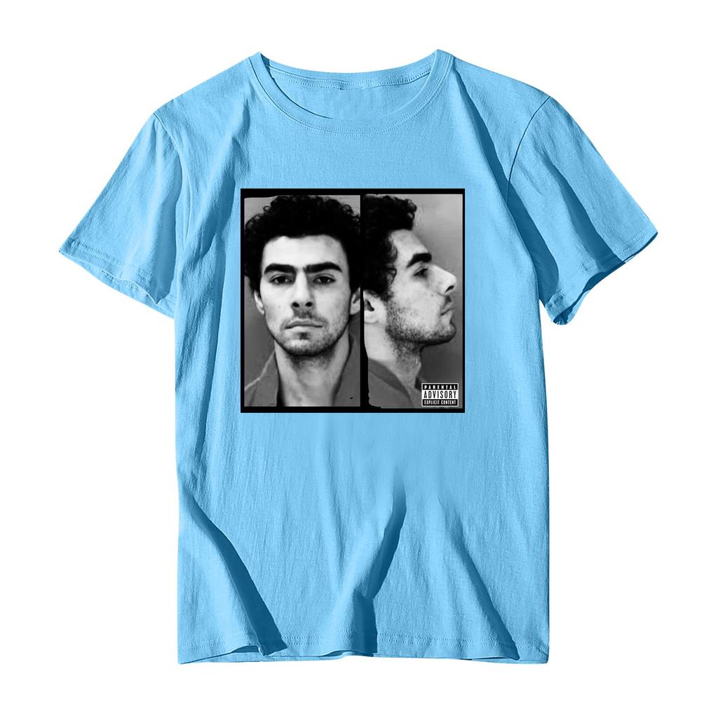 Унисекс Повседневный свободный принтованный свитер с круглым вырезом и коротким рукавом