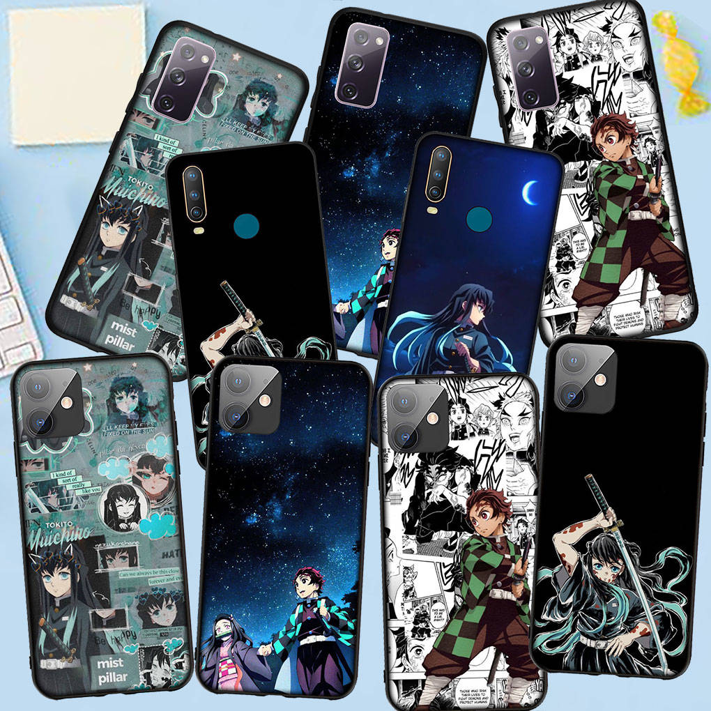 Чехол для Samsung Galaxy S25 S24 S23 iPhone 16 15 Xiaomi Redmi Note 14 13 12 16E X 11 Pro Max Moto Huawei Nezuko Demon Slayer Tanjirou Muichiro Tokito