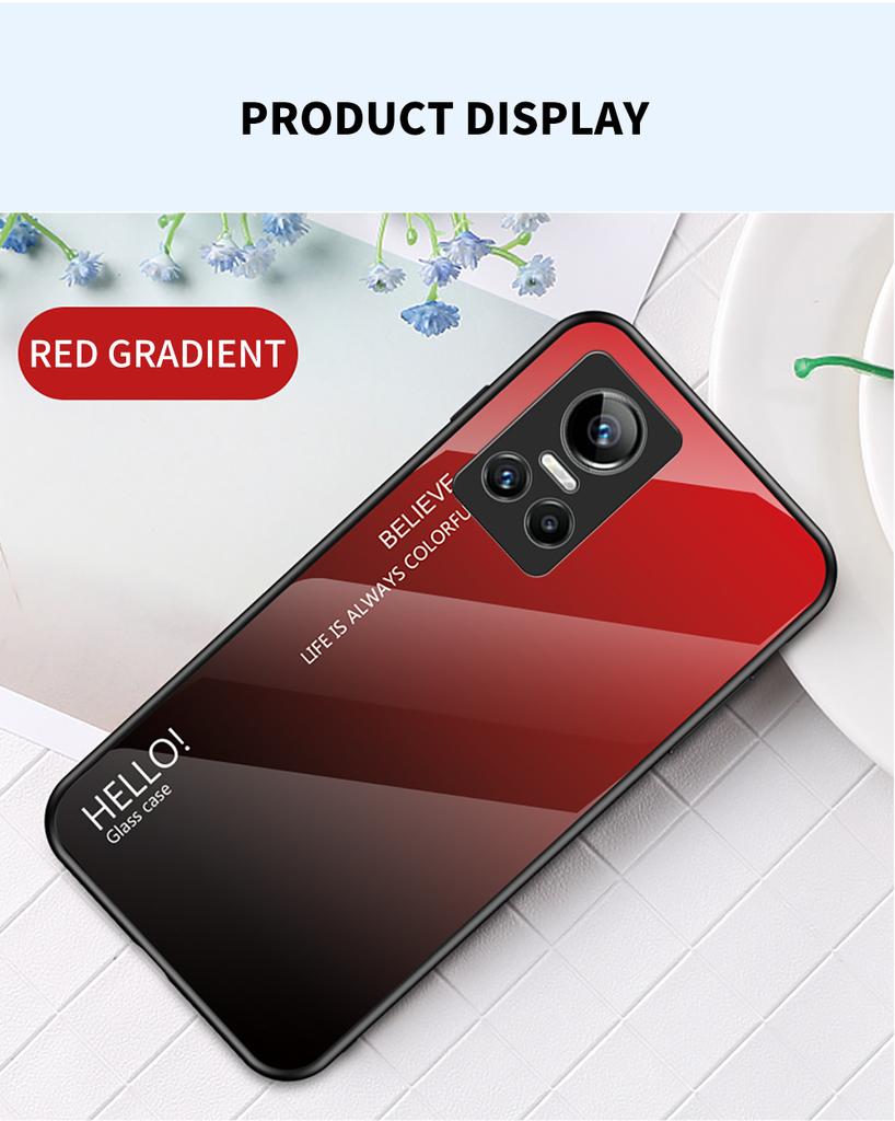 Для Realme 7 8 9 Pro + Narzo 30 50A 50i 50 Pro C11 C21 C15 GT Neo2 3 3T C31 4G 5G чехол с градиентом Aurora из закаленного стекла, мягкая рамка, задняя крышка, чехол для телефона