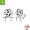 Хэллоуин Череп Паук Серьги-пусеты Мужские и Женские Забавные Темный Ветер S925 Стерлинговое Серебро Серьги-пусеты