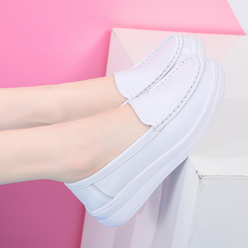 Женские лоферы на платформе, повседневные элегантные черные женские туфли из коровьей кожи, увеличивающие рост, на толстой подошве