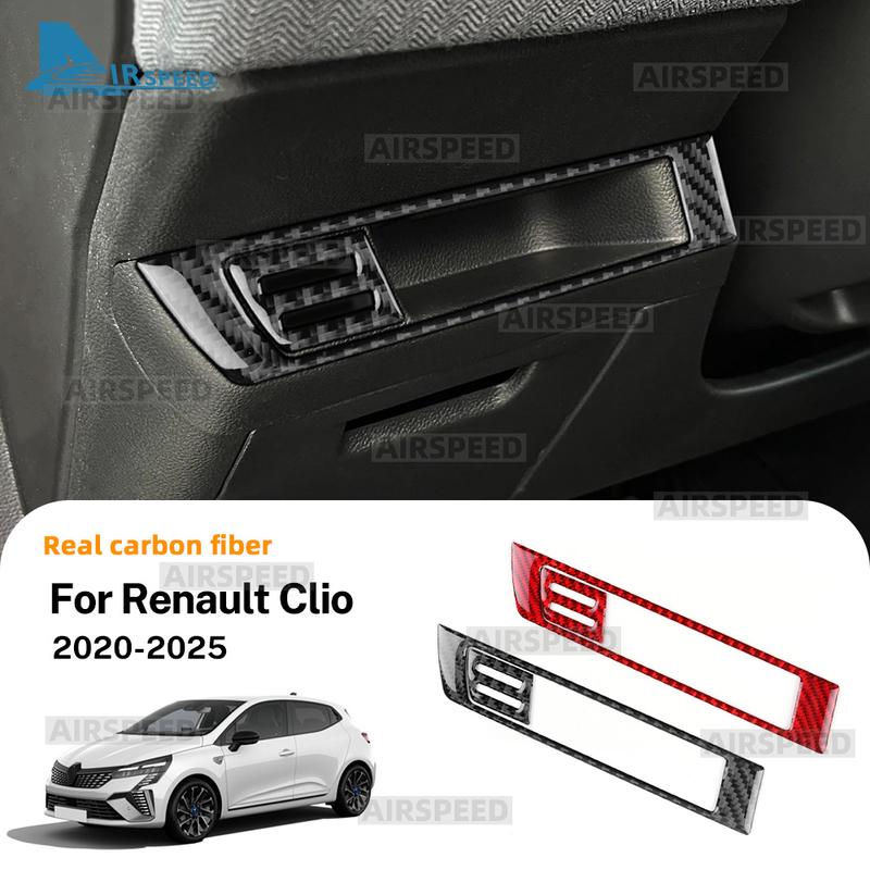 Real Soft Carbon Fiber Sticker Trim LHD For Renault Clio 5 MK5 2024 2025 Car Driver's Storage Box Frame