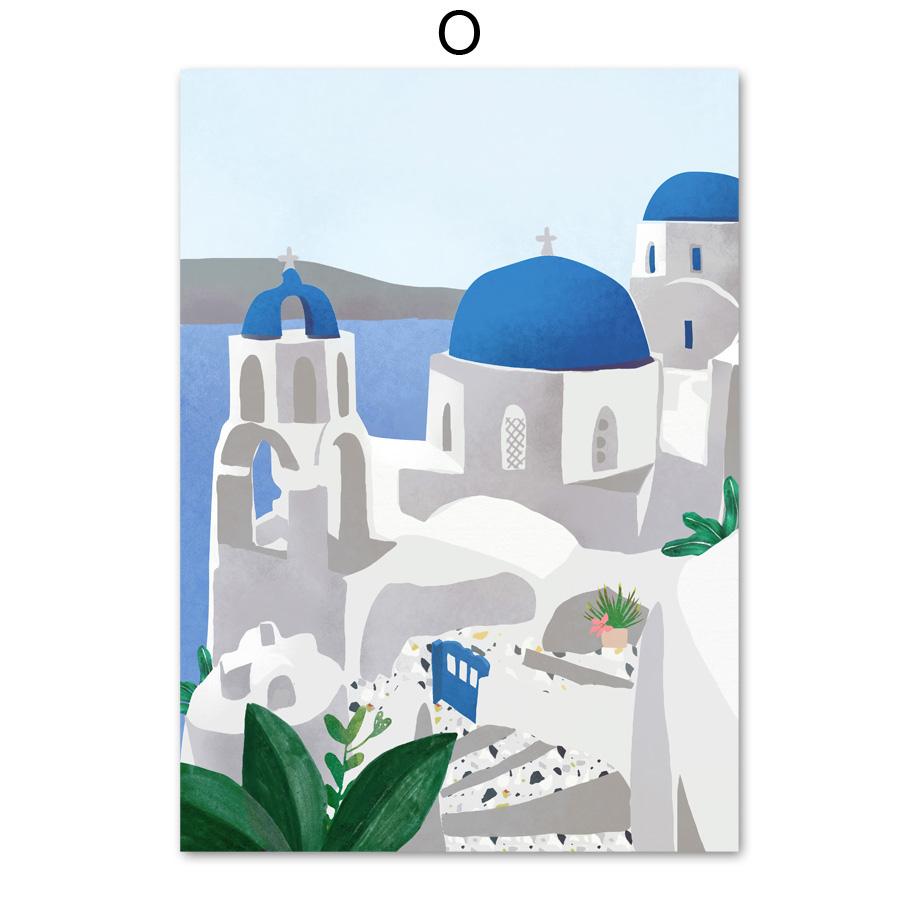 Скандинавское Эгейское море, Марокко, холст, картина для девочек, путешествия, пейзаж, настенное искусство, синий океан, постер, украшение для гостиной, дома, Куадрос