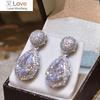 Noble Women Temperament Drop Earrings with Brilliant Zirconia Bridal Wedding Accessories with Delicate Design Luxury Gift